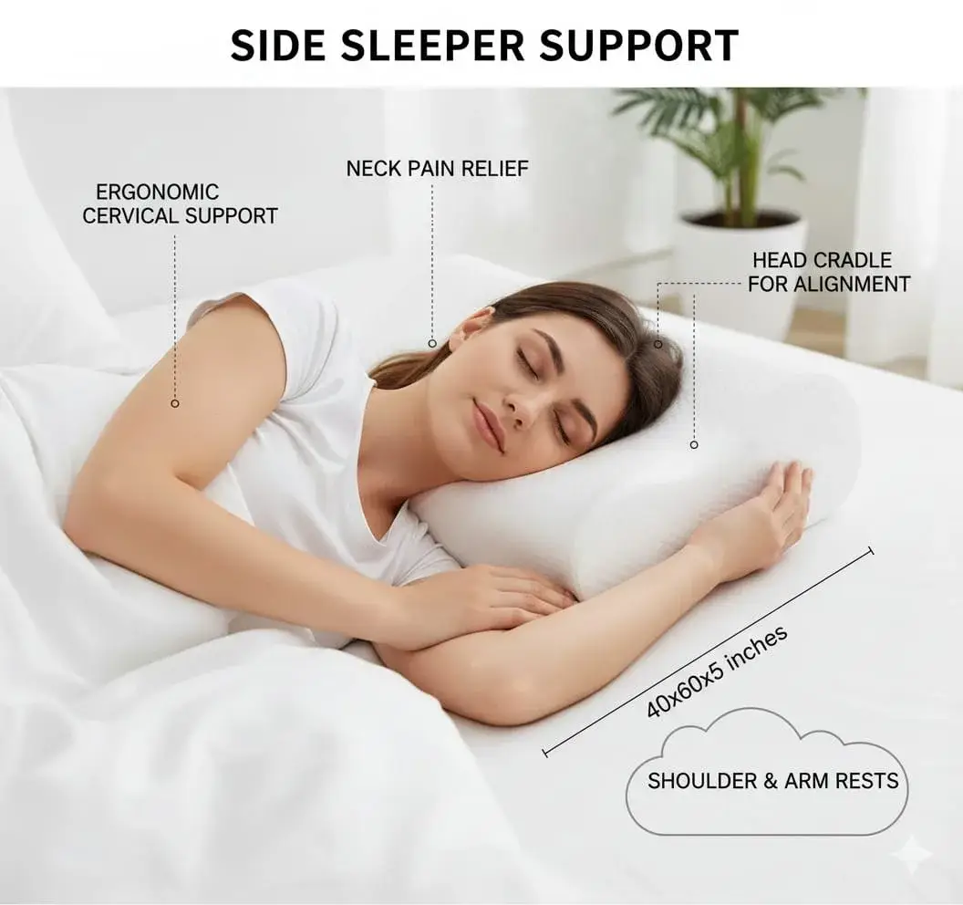 FixOrtho Memory Foam Cervical Pillow for Side Sleepers – Ergonomic Neck Pain Relief & Shoulder Support